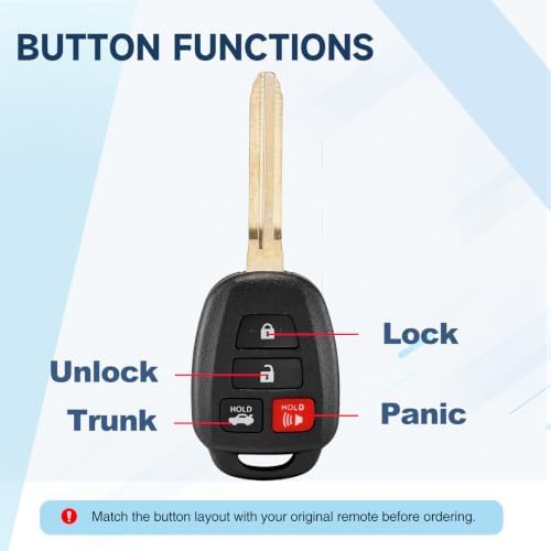 2Pcs Key Fob Replacement for Toyota Corolla 2014-2019,Camry 2014-2017,Tacoma 2016-2018 Keyless Entry Car Remote HYQ12BDM 89070-02880 315MHz H(8A) HYQ12BEL — 사진 6