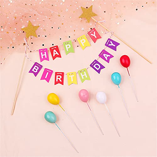 Sophie Lena Rainbow Cake Topper ,Happy Birthday Cake Flags,15Pcs Cake Topper Set, Include Colorful Rainbow Clouds Balloon Stars ,For Boys Girls Kids Birthday Party Decoration Baby Shower Birthday Party #TOP4