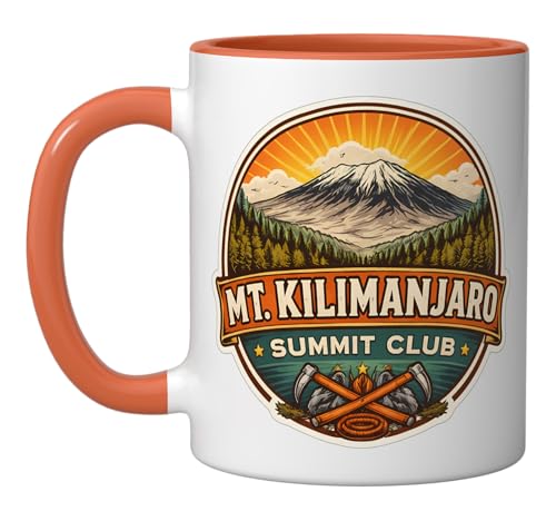 Mount Kilimanjaro Summit Club Ceramic Mug Orange/White