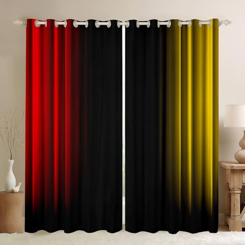 Feelyou Abstract Ombre Decorations Curtains for Kids Teens Women Red Yellow and Black Window Drapes Treatments Geometric Modern Window Curtains Bedroom, 38W X 54L,2 Panels
