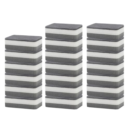 Nikou Lot de 20 éponges à récurer double face, éponge arrondie à trois couches pour le nettoyage de la cuisine, les travaux ménagers, idéal pour la vaisselle et le nettoyage