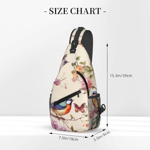 Birds On Branches And Butterflies Sling Bag Waterproof Lightweight Crossbody Shoulder Backpack Chest Bags Travel Hiking Casual Daypack For Women Men3