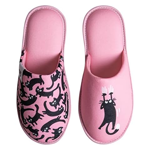 Dedoles lustige bunte Hausschuhe Damen Rosa Katzen Gr. 36-37, 38-39, 40-41, Farbe Cover