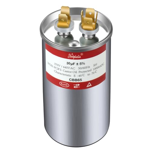 AMPTATA AC Capacitor, 30uf CBB65B Capacitor for AC/HVAC/Air Conditioner/Pool Pump/Condenser Fan Run Motor Start, 30MFD CBB65 370VAC 440VAC 450VAC 50/60Hz Carrier ac Capacitor