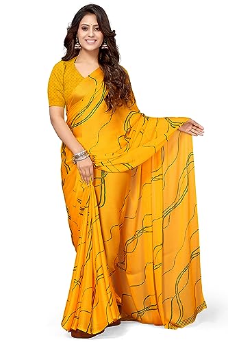 Image of MIRCHI FASHION Women's Ready to Wear 1 Minute Drape Chiffon Printed Saree with Blouse Piece