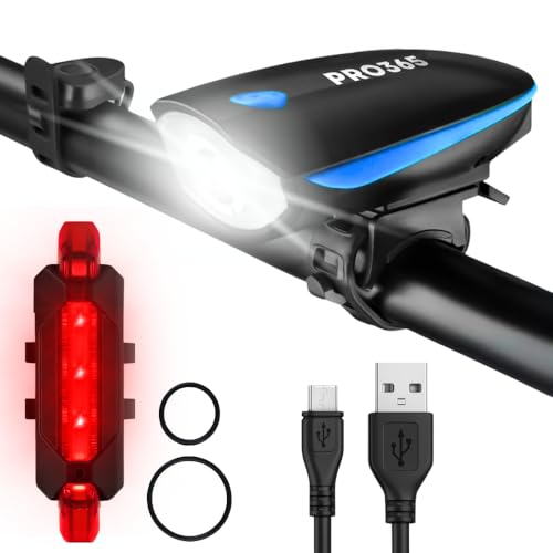 USB Rechargeable LED Bicycle Light with Horn | Front Headlight & Rear Taillight Combo, Waterproof, Multiple Modes for Cycling Safety