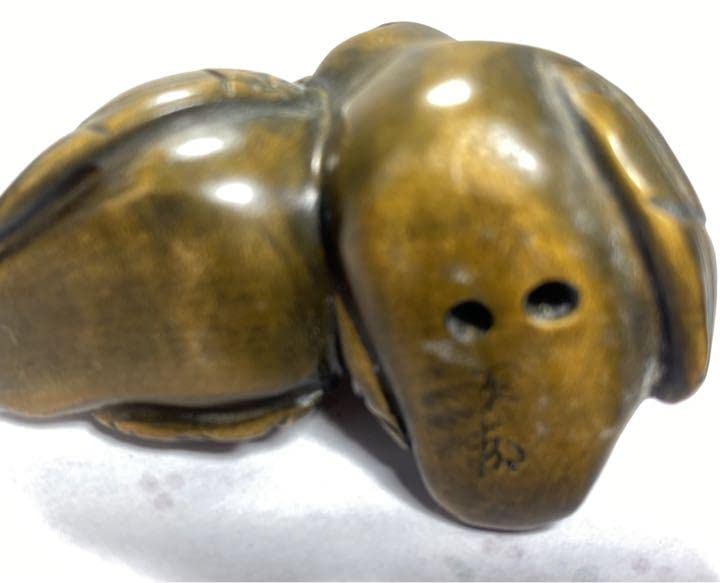 Amazon.co.jp: 柘植材根付 双鳥 置物、縁起物 黄楊繊細 木製