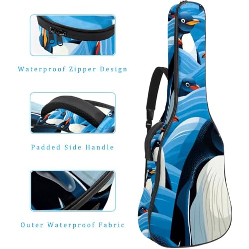 Housse de transport guitare étanche à motif pingouin multicolore - 4