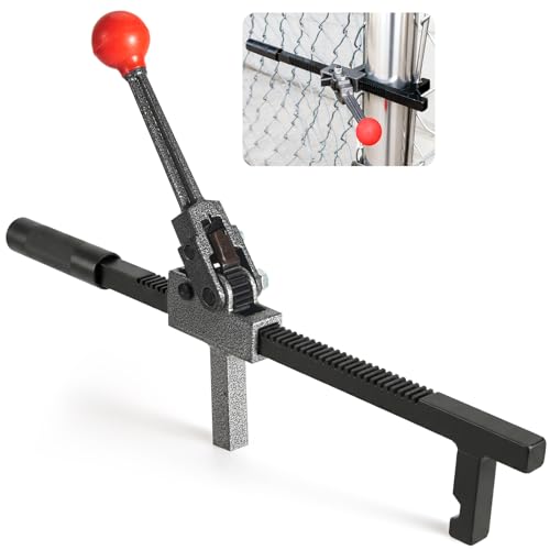 Chain Link Fence Stretcher Tool, Fence Tightener & Tensioner, Ratcheting Wire Tightener, 3″–9.5″ Range, 5° Tilted Base & Hooked Groove, One-Person Operation for Farm, Ranch & Garden