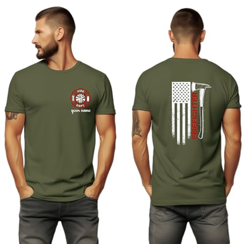 Custom Firefighter T-Shirt, Gift for Fire Rescue, Personalized Fire Department Tee, Multi