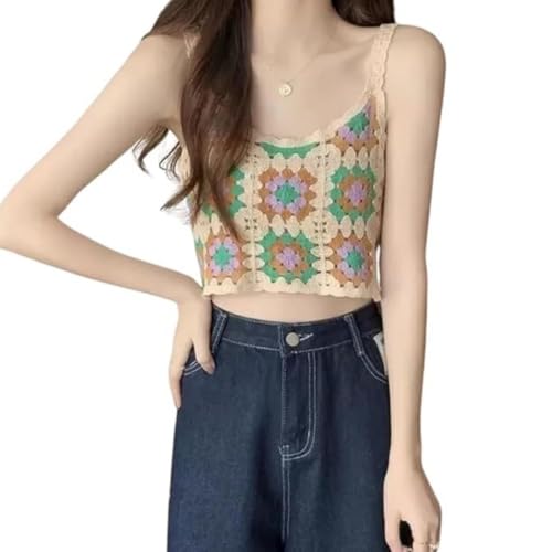 Image of NAIADES Women's Handmade Crochet Crop Top, Sleeveless Top for Women,Comfortable Fit