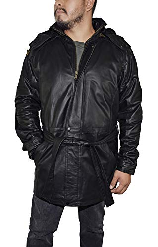 Victory Outfitters Men's 3/4 Length Genuine Leather Coat w/Removable Hood