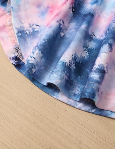 Image of Girls Clothes Tie Dye Sweatsuit Long Sleeve Sweatshirt Tops and Flare Pants 2PCS Girls Fall Clothes