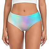 YOFIEN Braguitas de Mujer con Textura holográfica de arcoíris Muy Bonitas, Bolsa de Soporte, cómodas y Suaves.