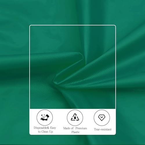 Image of tujol Dark Green 6 Pack Plastic Table Cloth 84 inch, Disposable Round Tablecloth Table Cover, Plastic Tablecloths for Parties