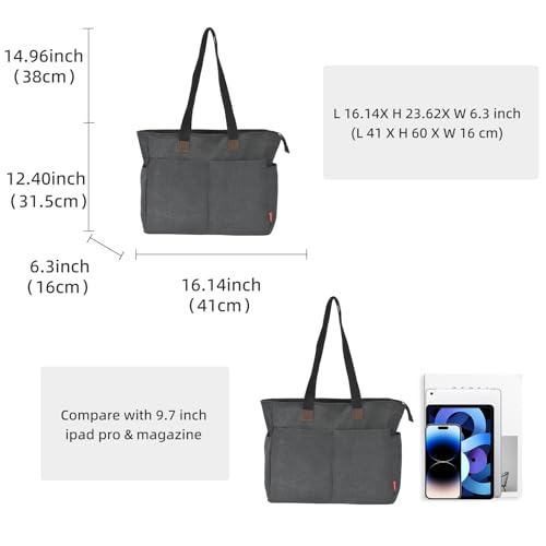 Bolso tote de lona con compartimento para uso diario miniatura 3
