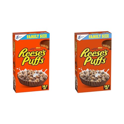 Reese\'s Puffs Chocolatey Peanut Butter Cereal, Guardians of the Galaxy Vol. 3 Special Edition, Family Size, 19.7 OZ (Pack of 2)