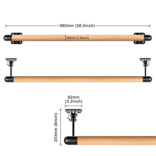 Dolibest Space Saver, 3 Ft Ballet Barre, Wall Mounted Traditional Wood Ballet Barre System Stretch/Dance For Home Barre Workout Equipment, Height Adjustable, For Kids And Adults #TOP6