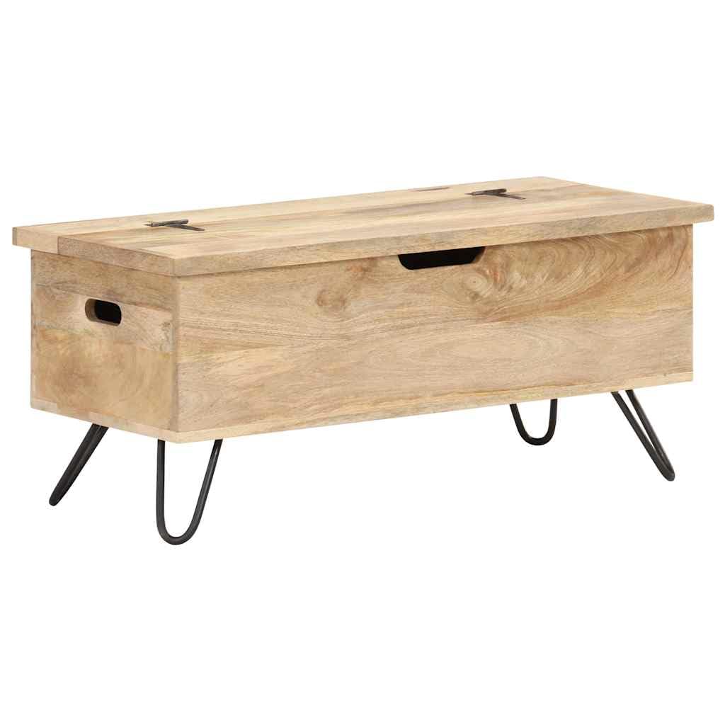 Baúl de almacenamiento 90 x 40 x 45 cm, mango de madera maciza con patas de acero, caja versátil, banco, espacio de almacenamiento para salón, dormitorio, pasillo, habitación de los niños
