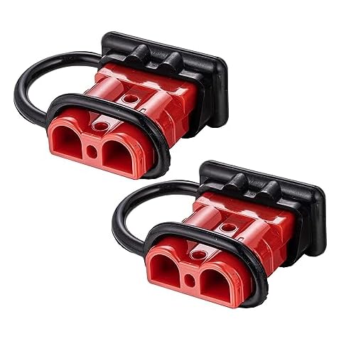 SINOKING 2pc Battery Quick Connector Kit 50a Plug Connect Disconnect Winch Trailer (50A 6AWG -Red) Cover