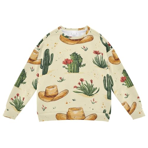 JUNZAN Boho Cactus Yellow Little Girls Hooded Sweatshirt Fleece Tops Clothing Shirts Athletic 4T