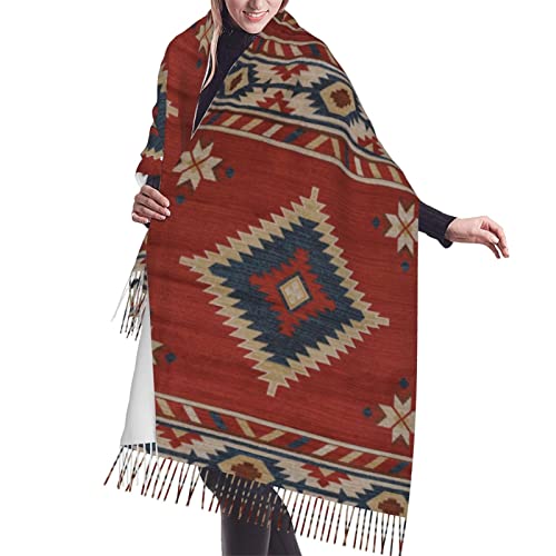SUYGGCK Southwestern Geometric Native American Soft Blanket Scarf Long Warm Shawl Wraps Cashmere Fringe Scarfs For Women
