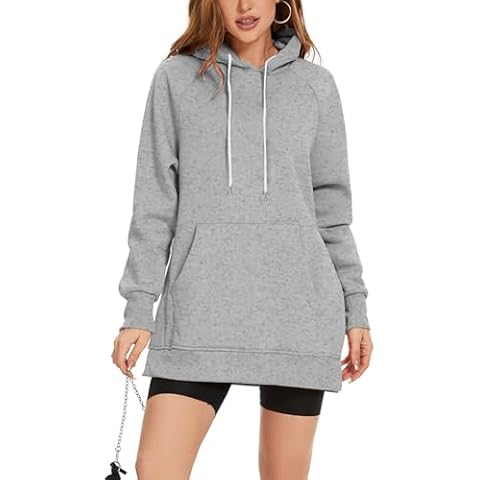 KuaCua Women's Oversized Hoodies,Casual Cozy Pullover Sweatshirt With Drawstring Long Sleeve With Pockets Outfits Y2k Clothes Gray Cover