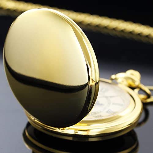 Image of Smooth Pocket Watch Alloy Steel Quartz Roman /Arabic Numerals with 37cm Chain for Father's Day Xmas Best Gifts