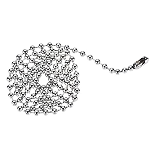 Image of uxcell Pull Chain Extension 3.28 Ft Stainless Steel 6mm Beaded for Light Fan