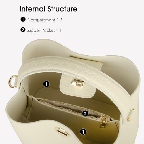 Image of DONNAIN Genuine Leather Bucket Tote Bag for Women, Small Crossbody Bag and Trendy Shoulder Bag with Adustable Strap | Genuine Leather