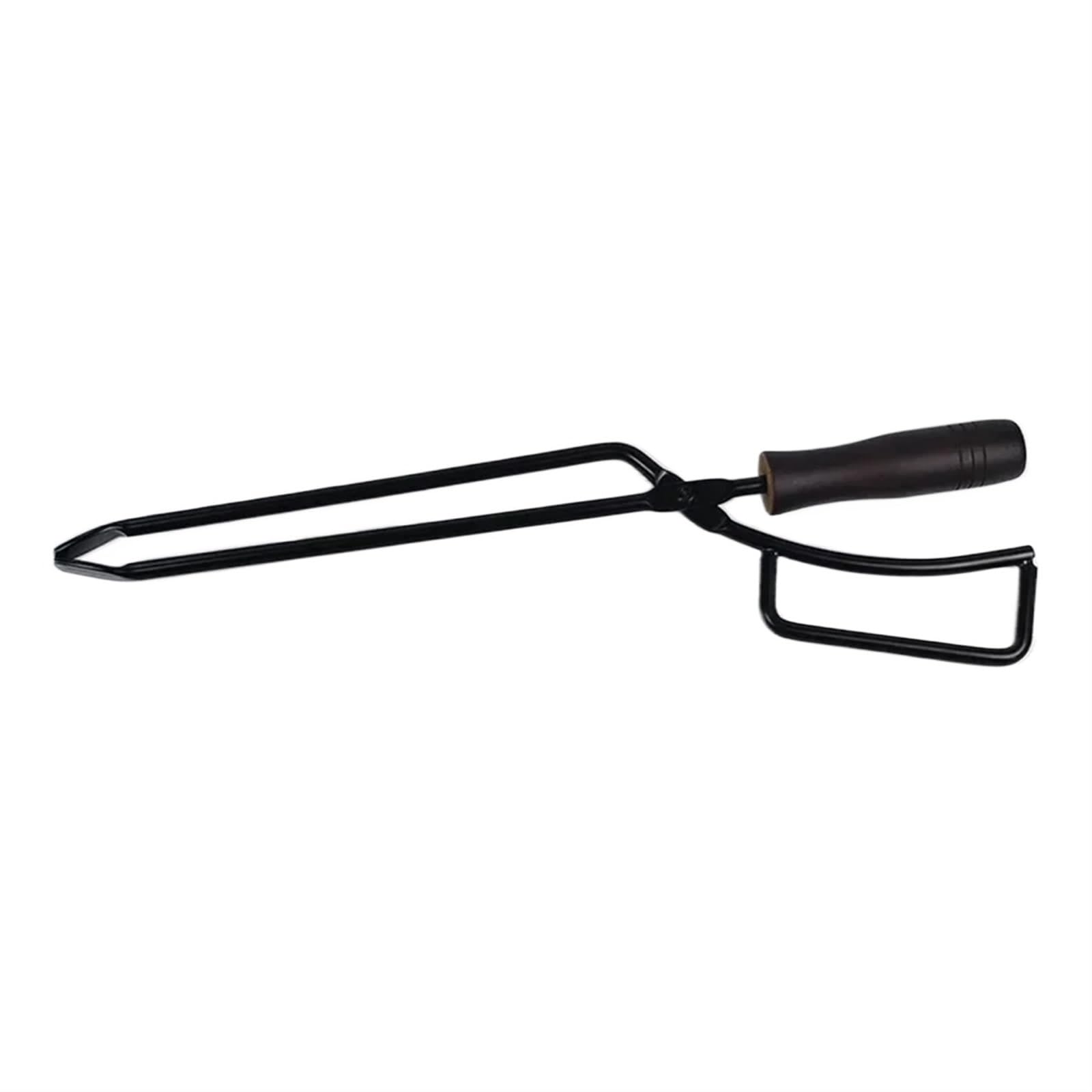 Pinze da Fuoco, pinze per Barbecue, pinze per Carbone, pinze per Carbone con Becco D'Anatra, pinze per Bruciare, pinze per Carbone, pinze per Carbone con Manico in Legno massello (Marrone) (Nero)