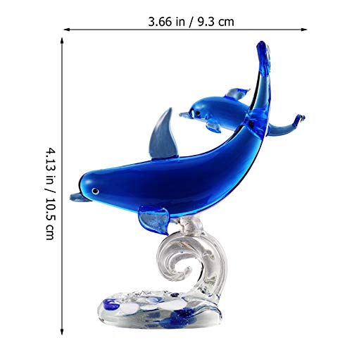 Fomiyes 0424J37SJ016POQ5 Dolphin Figurines Double Dolphin Glass Figurine With Base Handmade Art Glass Blown Marine Fish Statue Crystal Animals Paperweight Collectible Sculpture Home Decoration Glass Fish Figurines thumb #5