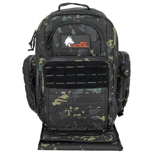 Image of WOLF TACTICAL Military Inspired Diaper Bag - Dad Diaper Bag Backpack with Changing Mat, Mens Diaper Bag for Dad
