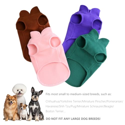 2 Stück Fleece Hundepullover Hundemantel Warm Winter Weste Pullover mit D-Ring, Haustierbekleidung Fleecejacke für Welpen/kleine Hunde/mittlere Hunde (Rosa-Violett, L)