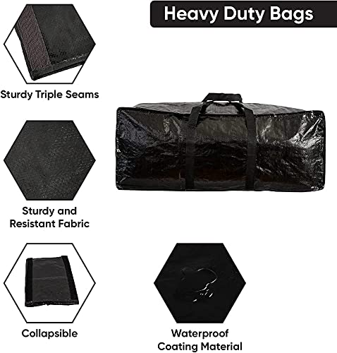 Klickpick Home Black Heavy Duty Reusable Extra Large Storage Bags, Laundry Bag Shopping Moving Totes Bags Underbed Storage Bins Zipper -Backpack Handles,Compatible With Ikea Frakta Cart Pack Of 10 #TOP2