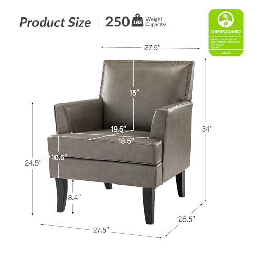 Sillón Moderno Piel Sintética Gris miniatura 2