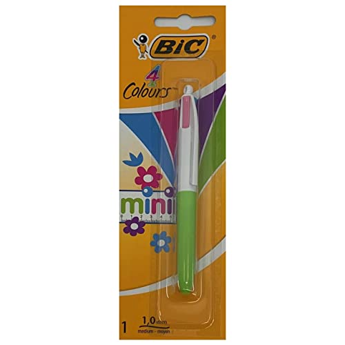 BIC 4 Couleurs Mini Stylo-Bille - Couleurs Fashion Assorties, Blister de 1