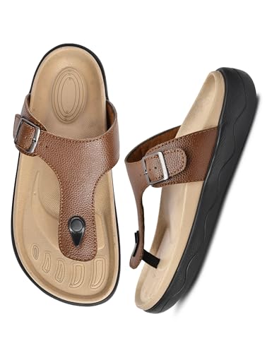Image of HEALTH FIT Extra Soft Premium Classic Cushion Sliders /with Adjustable Buckle Strap & Light Weight Anti-SkidWaterproof Luxurious Slippers for Men's HF121