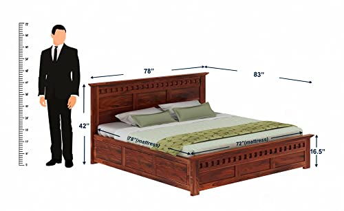 Image of WOODLAB Sheesham Wood Kuber King Size Bed with Box Storage for Home and Living Room Wooden Double Bed Solid Wood Bedroom Furniture (Natural Finish)