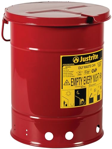 Justrite 6-Gallon Steel Oily Waste Can Red