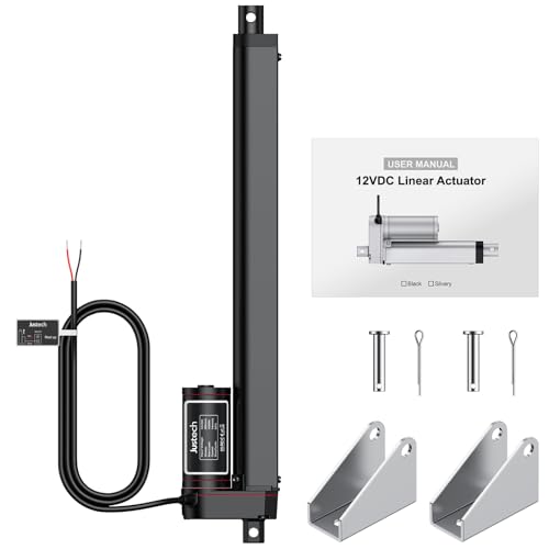 Justech Linear Actuator 300mm Linearantrieb 1000N IP65 Wasserdicht 14mm/s Motor Lineartechnik Aktuatoren Linearmotor Verstellantrieb Toröffner hubzylinder mit CE & RoHS 12V DC Electric Motor DIY