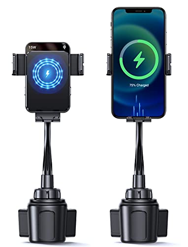 15W Wireless Car Charger Holder, TOLLEFE Phone Wireless Charger Cup Mount, Qi Fast Charging, Auto Clamping Car Mount, Universal Phone Wireless Charger with Car Mount