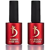 Kodi Professional SET 2in1 Rubber BASE 15ml. (0.5 Fl Oz) + NO STICKY TOP COAT 15ml. without sticky layer (0.5 Fl Oz) Gel LED/UV Nail Polish Coat Soak Off