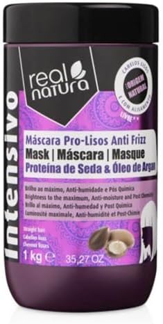 REAL NATURA - Masque capillaire sans sel Pro-Lisos anti-frisottis à l'huile d'ar