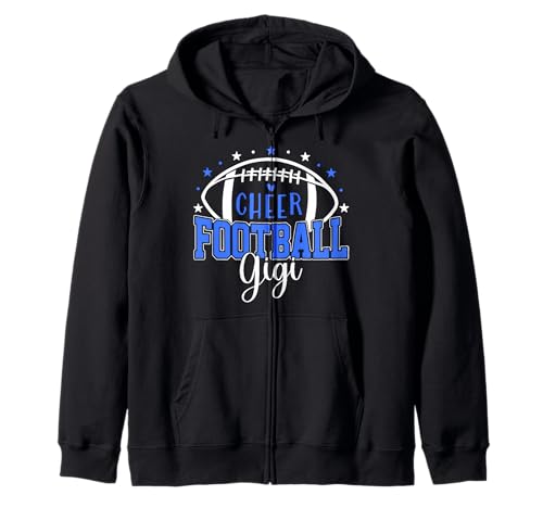 Football Cheer Gigi Nana Biggest Fan Blue Cute Team Colors Zip Hoodie