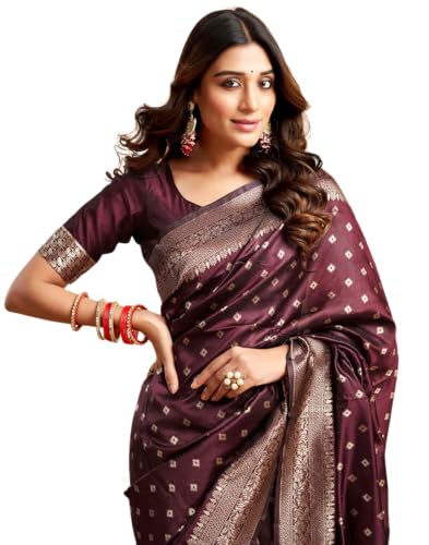 Image of C J Enterprise Women's Banarasi Saree Pure Kanjivaram Style Silk Saree With Blouse Piece for Wedding (Pari-160)