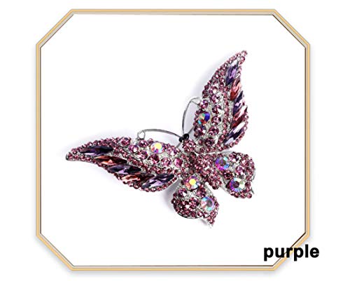 Image of Suoirblss 3.74 Inches Vintage Rhinestone Butterfly Brooch Pin Crystal Cute Animal Rhinestones Corsage Pin
