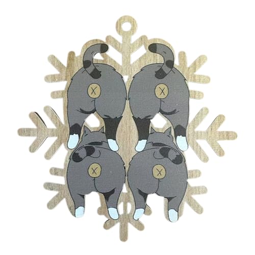 Copo de Nieve Gato Culo Adorno,Decoración de Navidad colgante - Adorno decorativo para pared puerta ventana llavero