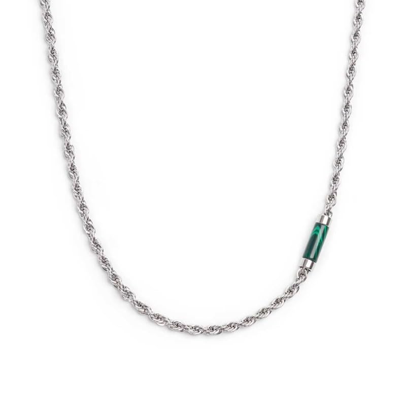 Collier homme Marlù NADIR en acier durable avec élément en pierre verte élégante