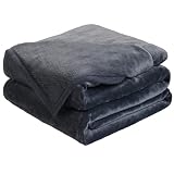 Decke Sofa Kuscheldecke grau - warm Flanell Fleecedecke, 330gsm Dicke Sofadecke Couchdecke, 220x240 cm als kann Sofadecke oder Bettüberwurf